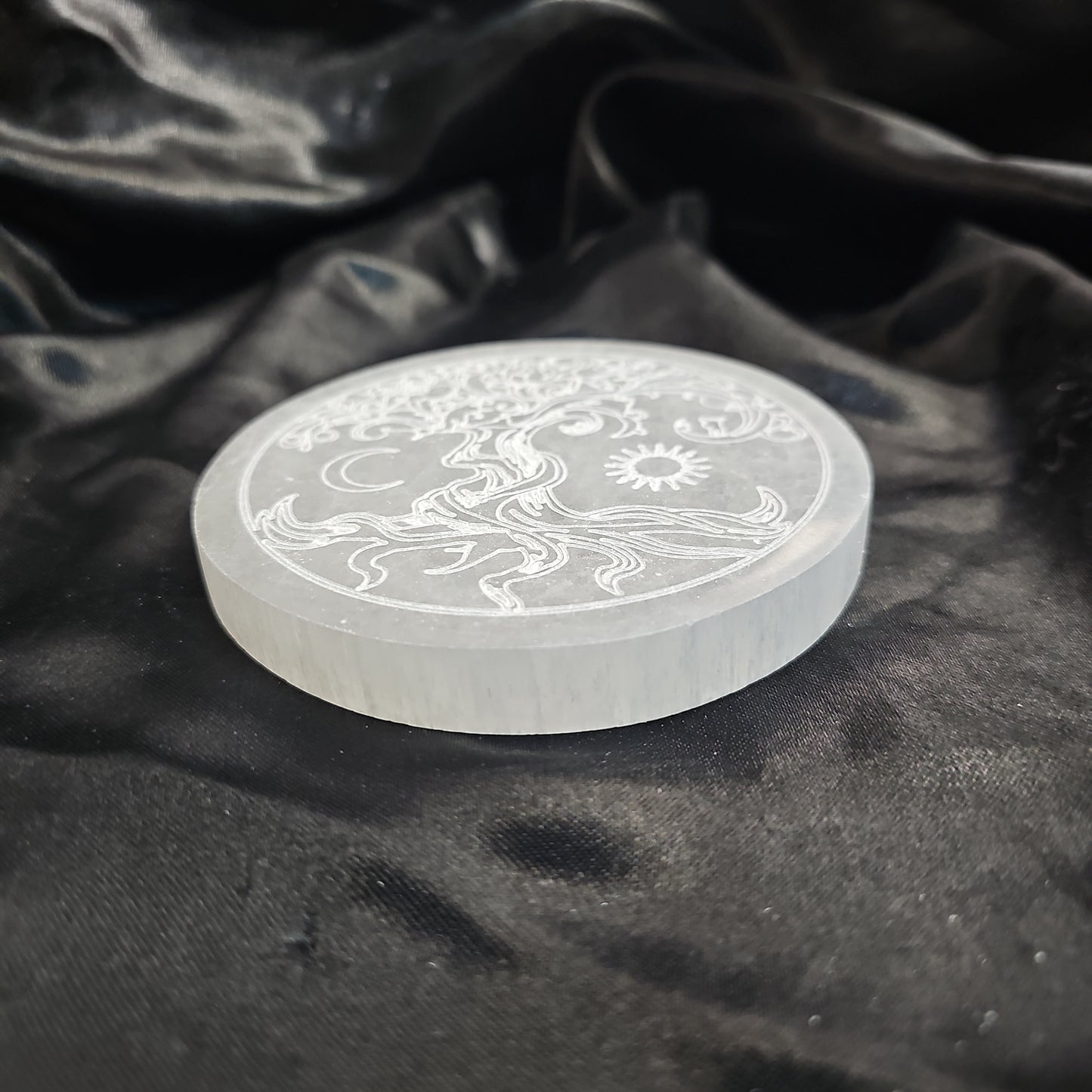 Tree of Life #1 - Round - 4" Selenite Charging Plate