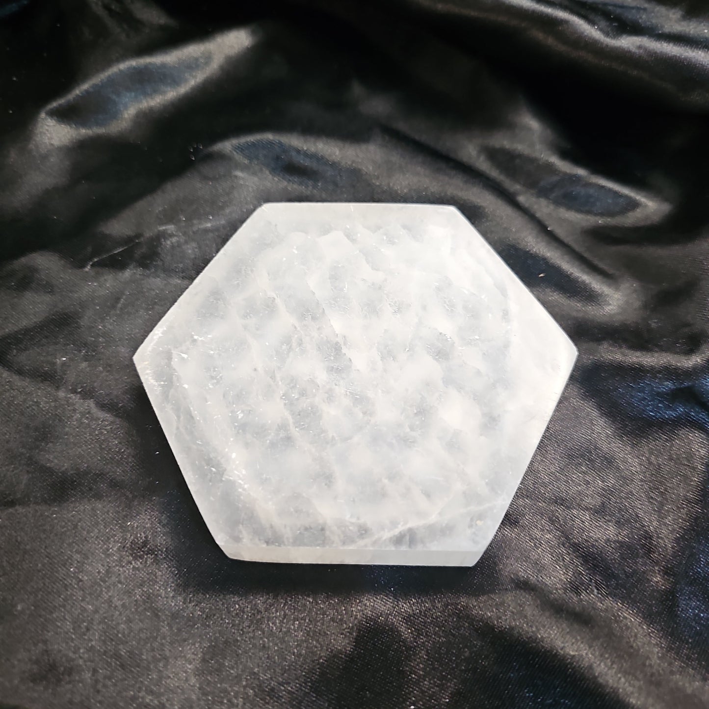 Flower of Life - Hexagon - 5 1/2" Selenite Charging Plate