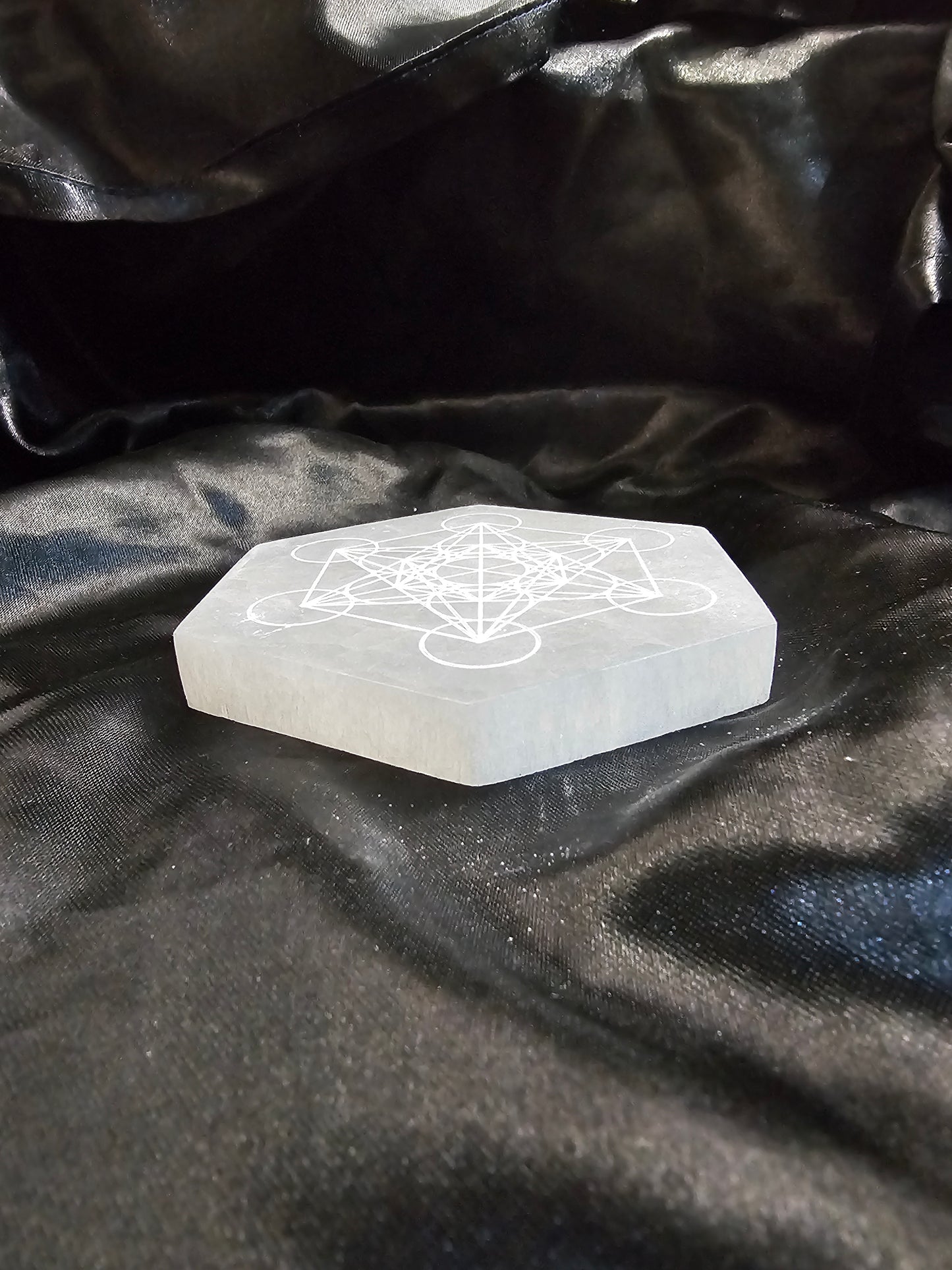Metatron's Cube - Hexagon - 4" Selenite Charging Plate