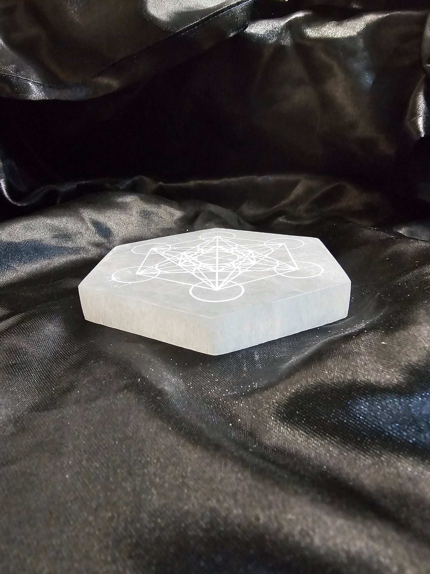 Metatron's Cube - Hexagon - 5 1/2" Selenite Charging Plate