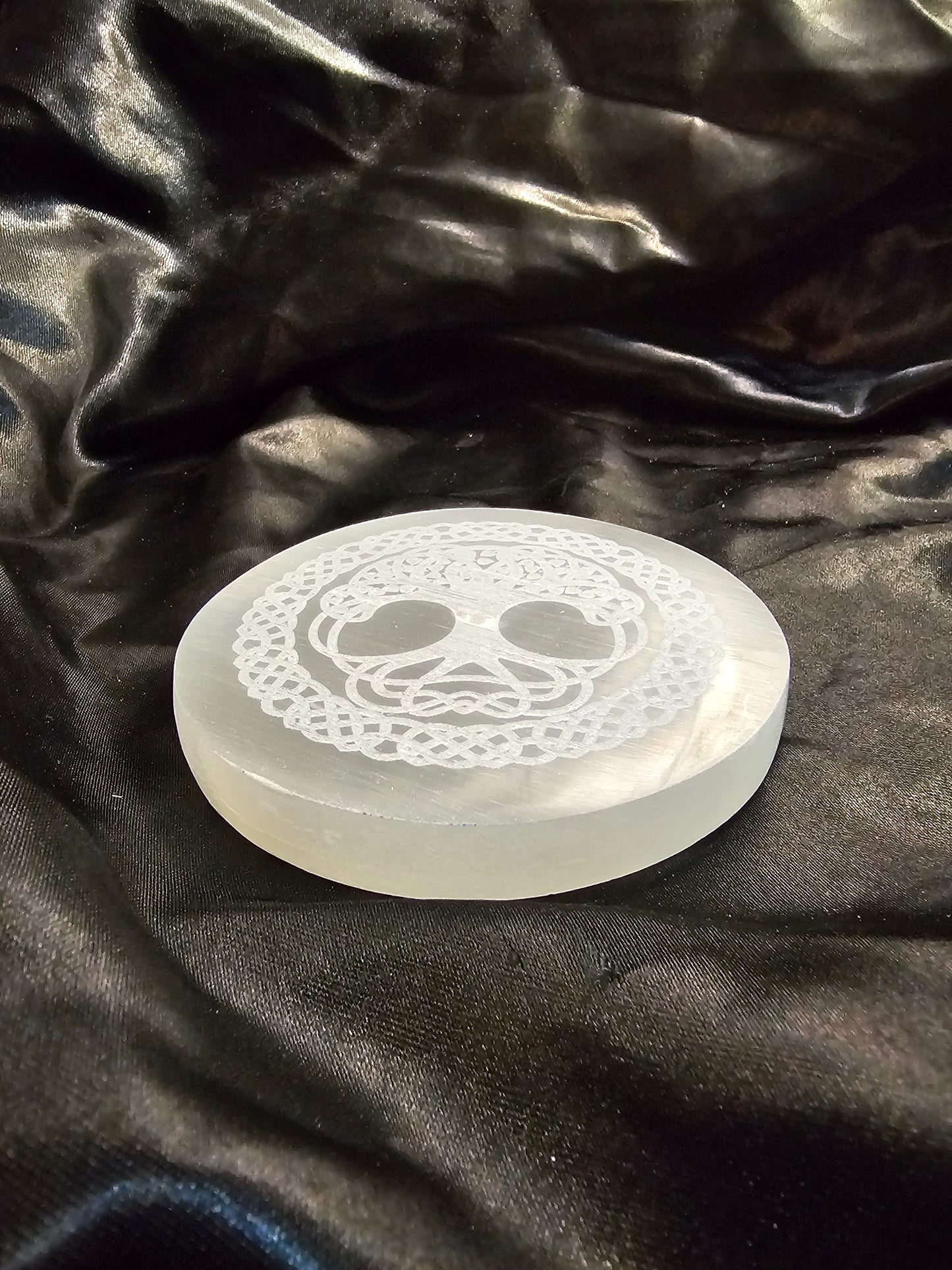 Tree of Life #2- Round - 4" Selenite Charging Plate