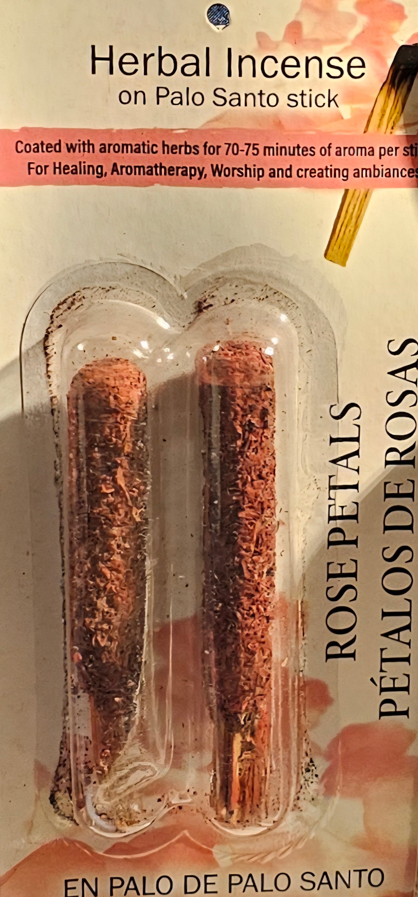 Incense - Rose Petals Resin on Palo Santo Stick (2pk)
