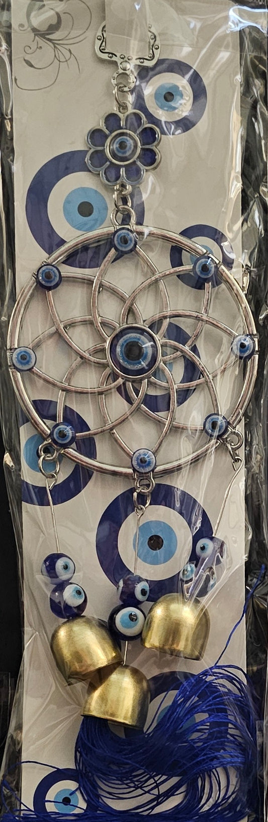 Hanging Evil Eye Seed of Life with Bells