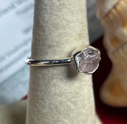 Sterling Silver Stackable Ring - Pink Morganite