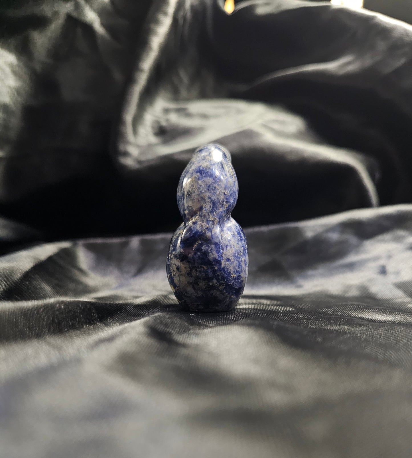 Hand‑Carved Sodalite Skull with Bird Totem | Metaphysical Crystal Carving
