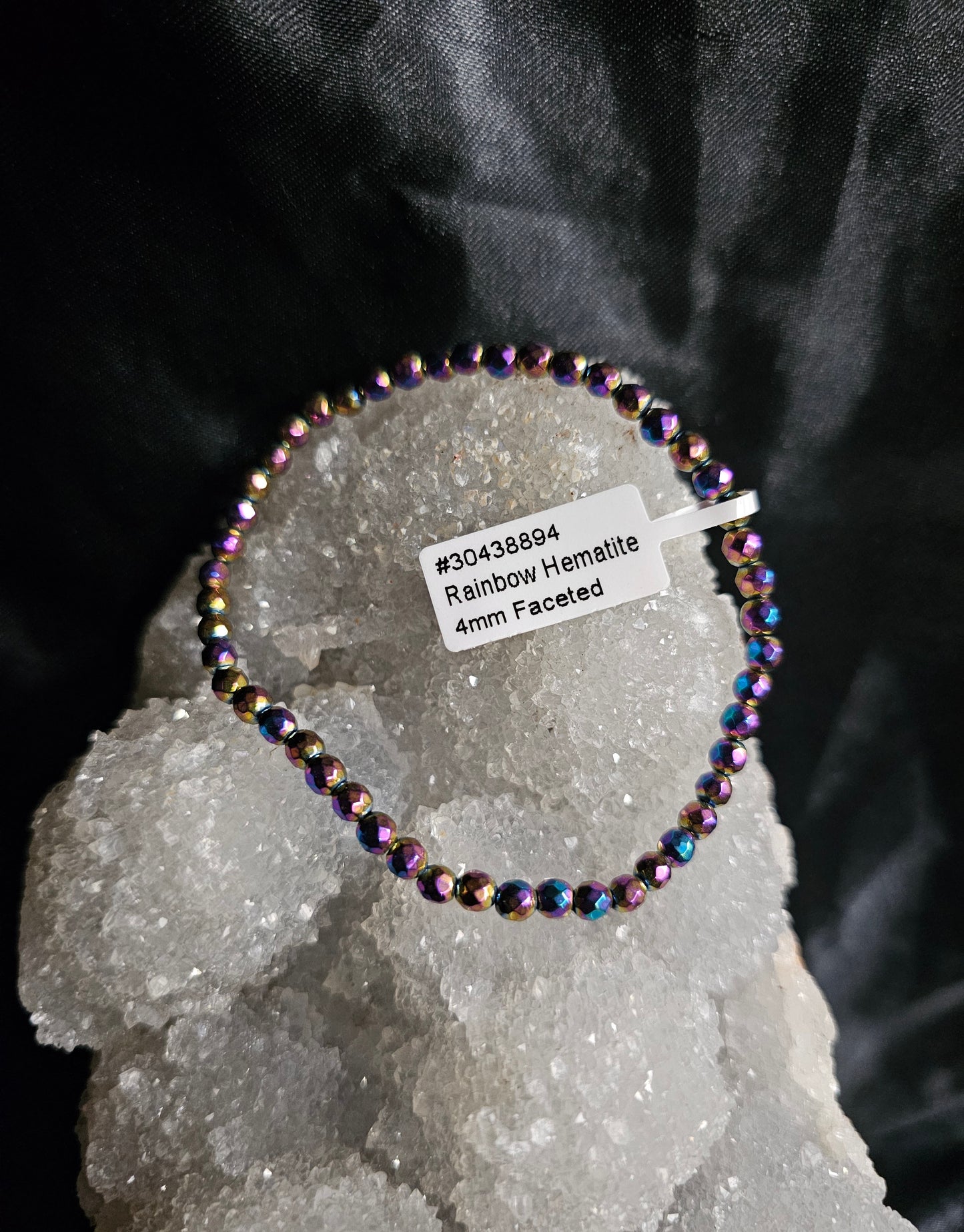 🌈 Rainbow Hematite Bracelet – 4mm Faceted – 7-7½" Length