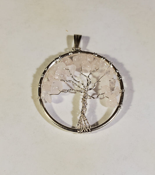 Rose Quartz Tree of Life Pendant