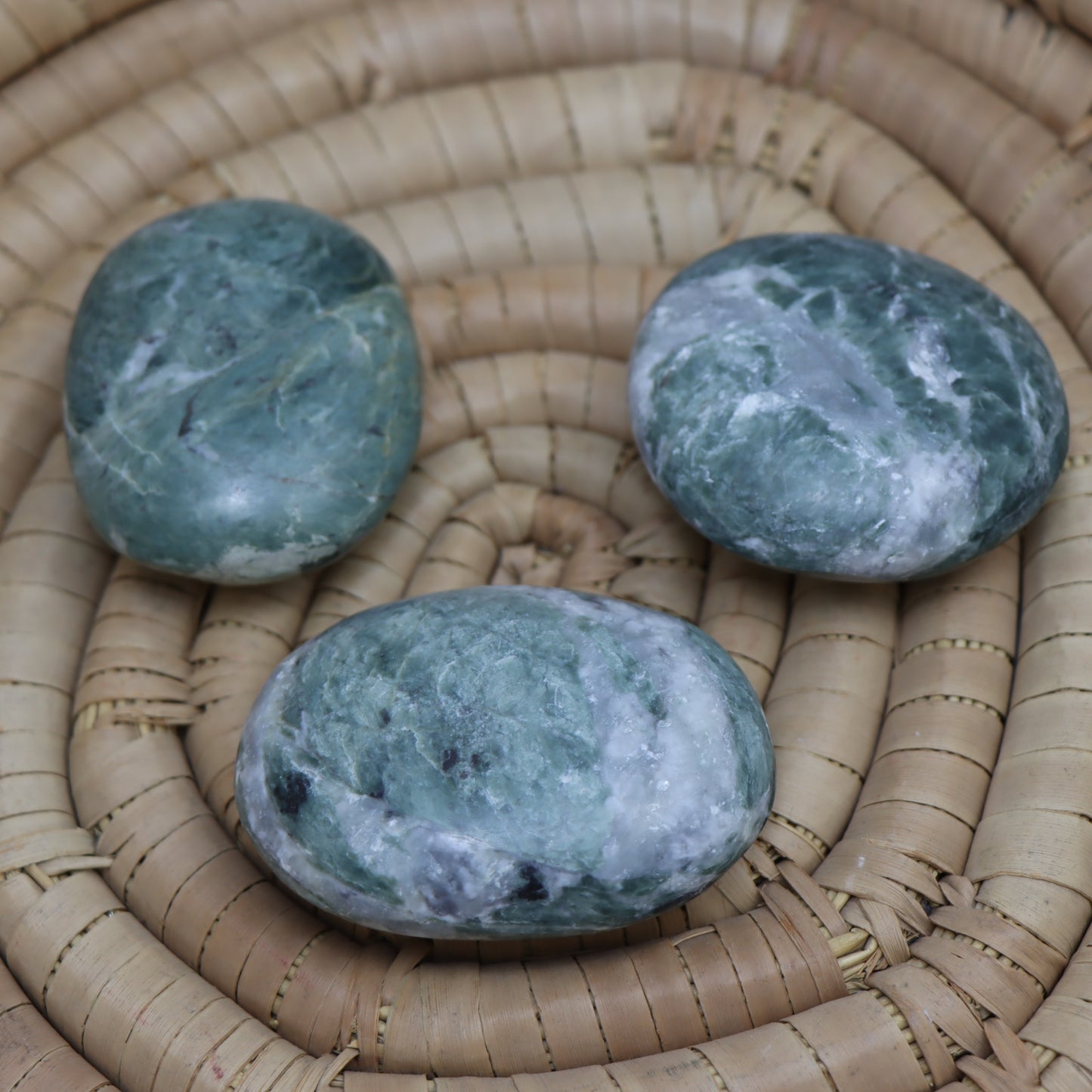 Green Apatite Palm Stone