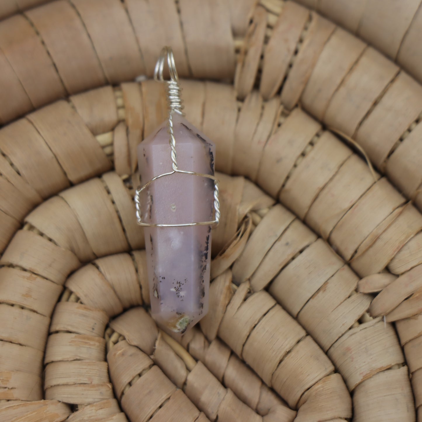 Pink Opal Wire Wrap Pendant