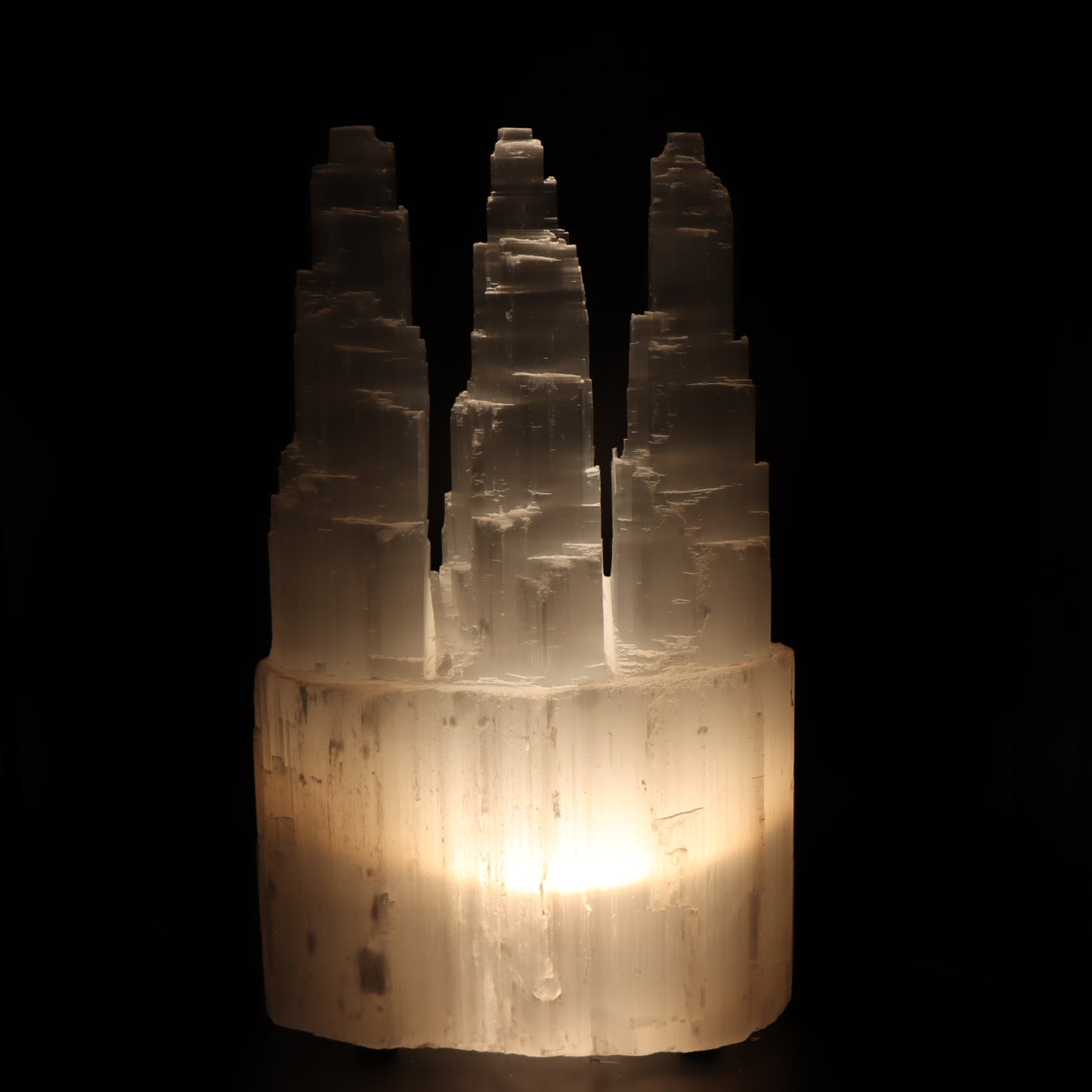 Triple Tower Selenite Lamp