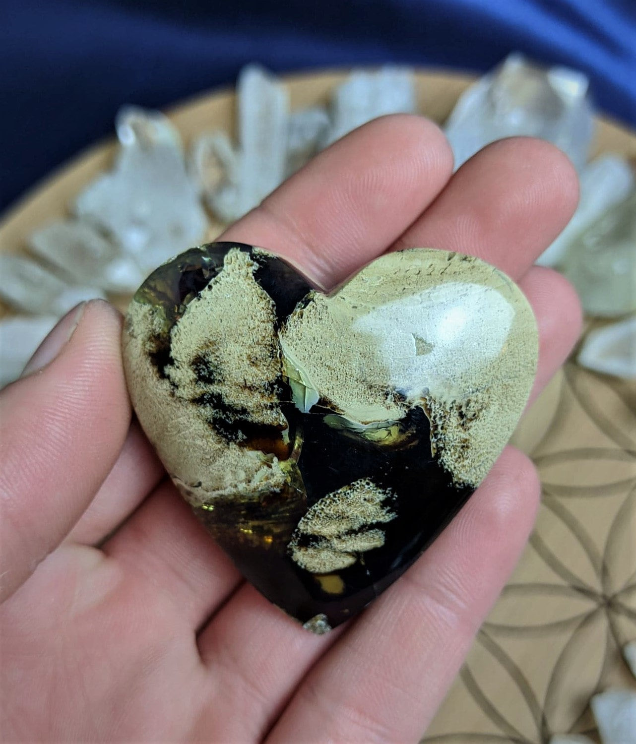 Zebra Amber Crystal Heart