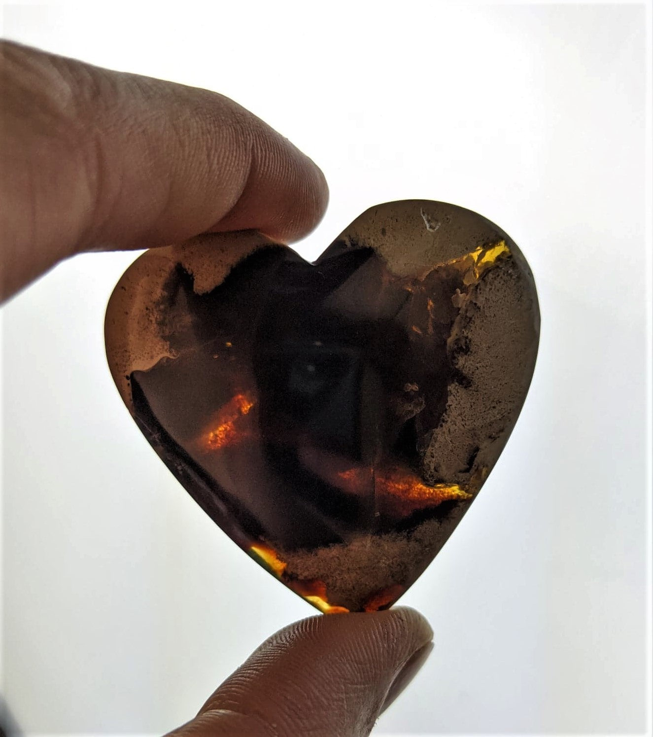 Zebra Amber Crystal Heart