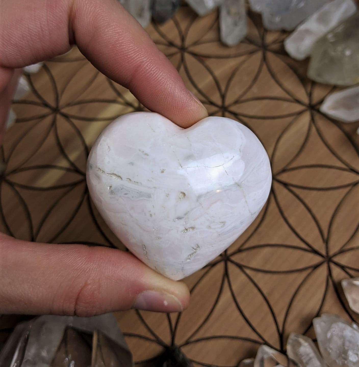 Pink Mangano Calcite Crystal Heart
