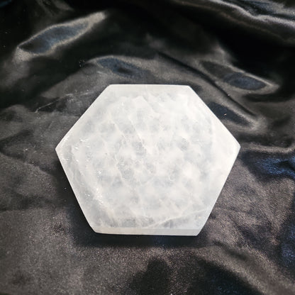 Flower of Life - Hexagon - 4" Selenite Charging Plate