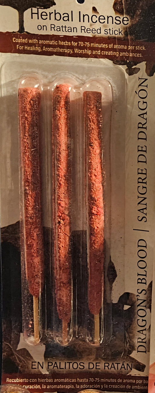 Incense - Dragon's Blood / Sangre de Drago Resin on Rattan Stick (3pk)
