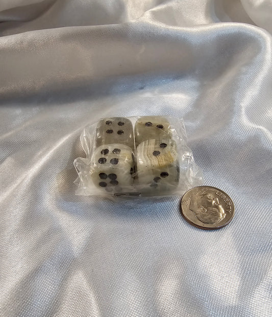 Green Banded Onyx Dice - 1/2" - 4pk