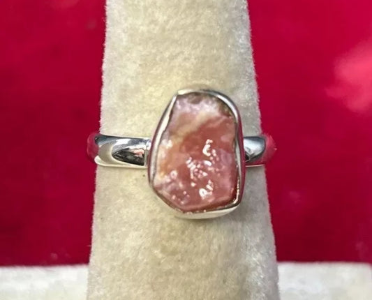 Sterling Silver Ring - Rhodochrosite - Raw Nugget