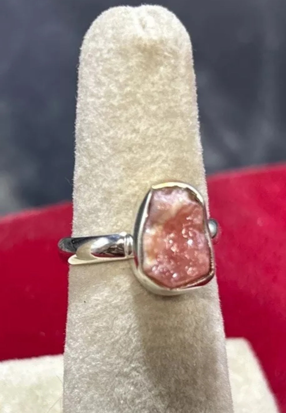 Sterling Silver Ring - Rhodochrosite - Raw Nugget