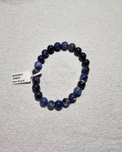 Sodalite Bracelet   -   Variations in Styles - 4mm, 6mm Dbl Row Adj, 8mm, 8mm w/Angel, 8mm w/Pentacle, 10mm Adj, Chip