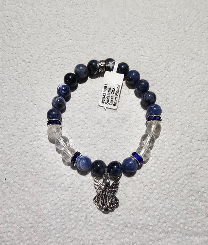 Sodalite Bracelet   -   Variations in Styles - 4mm, 6mm Dbl Row Adj, 8mm, 8mm w/Angel, 8mm w/Pentacle, 10mm Adj, Chip