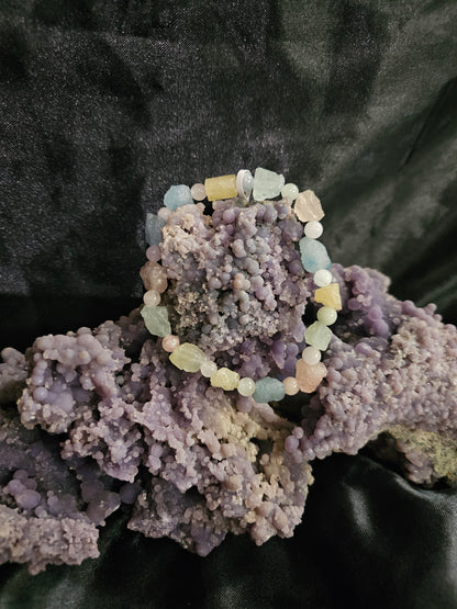Morganite Bracelets - Rough & Chip Beads