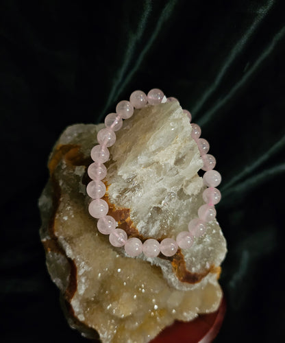 Rose Quartz Bracelet – 8mm Natural Stone Beads – 8.5–9" Stretch Fit