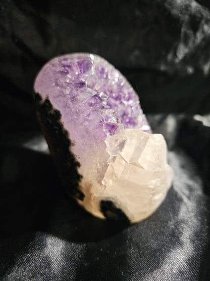 Amethyst Geode with Calcite Crystal Tooth