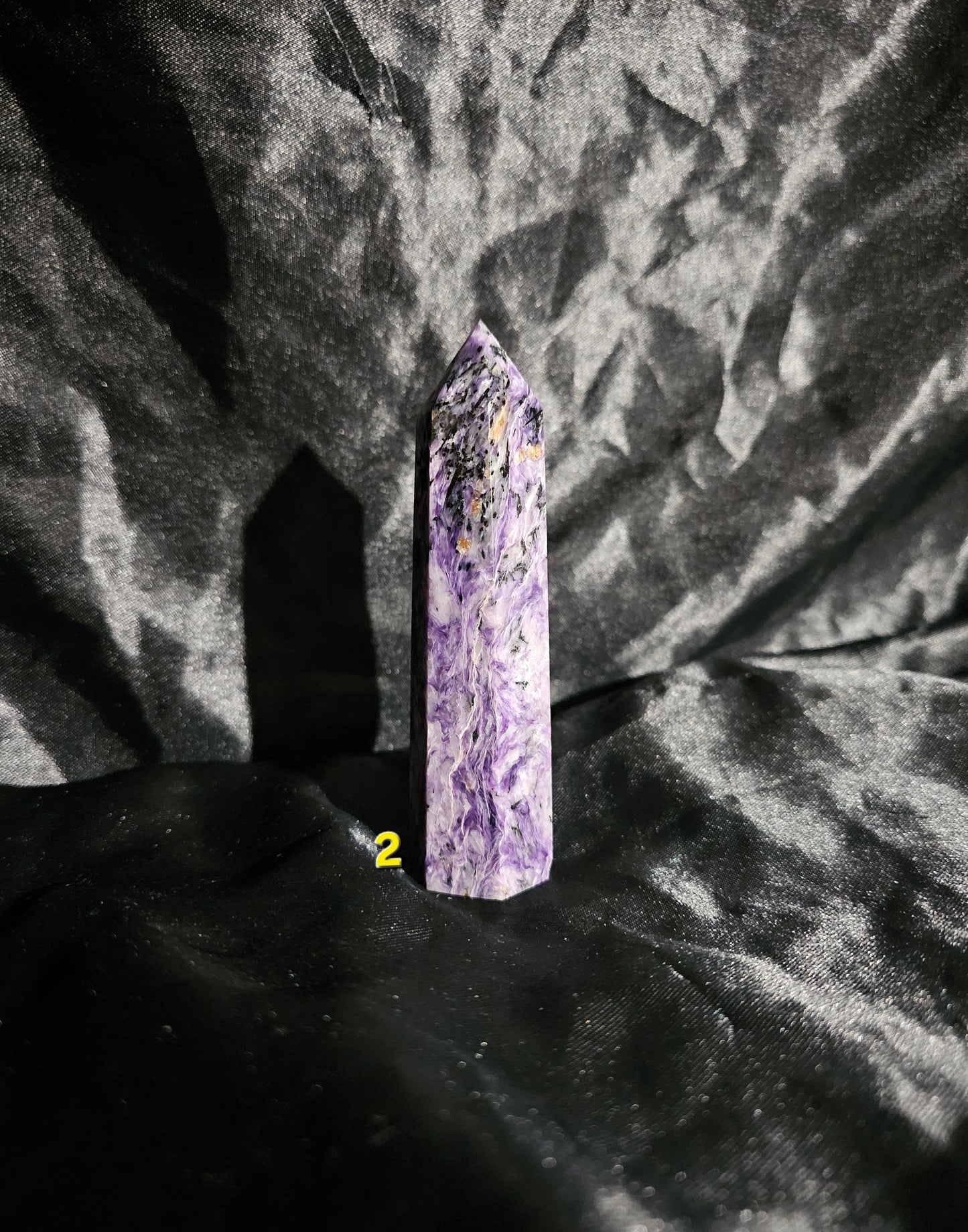 🟣 Charoite Tower — Natural Siberian Swirl Pattern