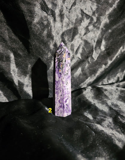 🟣 Charoite Tower — Natural Siberian Swirl Pattern