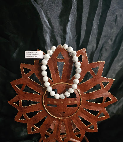 White Howlite Bracelet, 4mm – 6.5” and 8mm - 7.5"