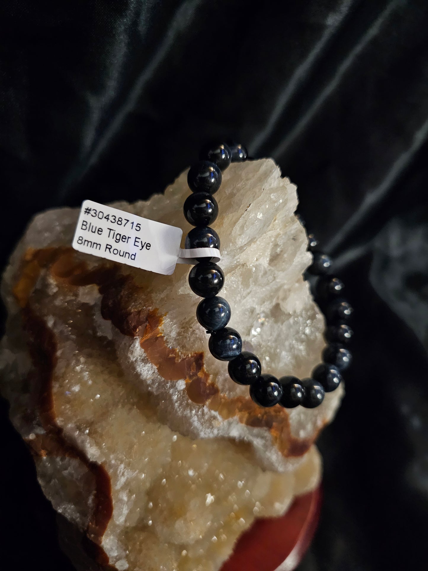 Blue Tiger Eye Bracelet – 8mm Natural Stone Beads – 8" Stretch Fit