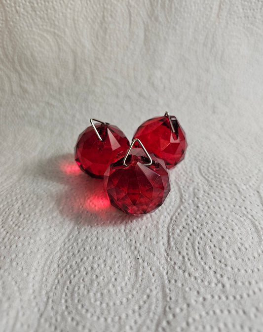 Red Egyptian Crystal – Faceted Hanging Sphere