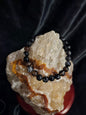 Black Striped Onyx Bracelet – 8mm Natural Stone Beads – 8.5" Stretch Fit