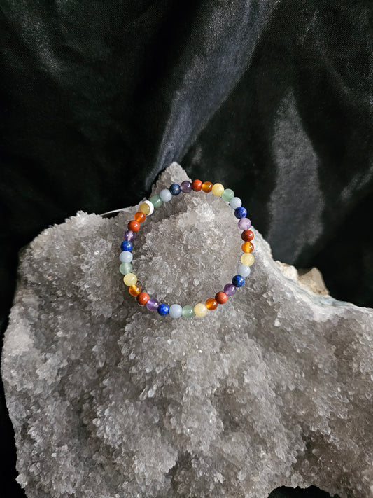 Rainbow Chakra Bracelet — 4mm Round, 6–6.3”