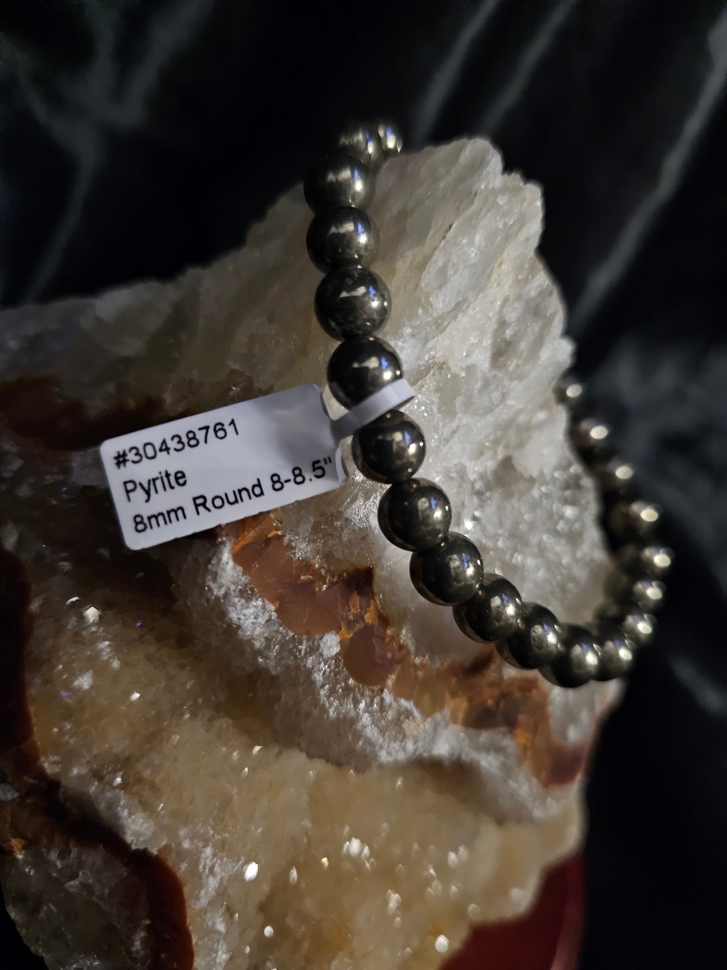 Pyrite Bracelet – 8mm Natural Stone Beads – 8–8.5" Stretch Fit