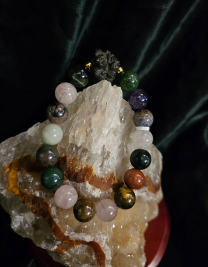 Prophecy Stone Bracelet – Mixed Stones Crystal Bracelet – 12mm Natural Stone Beads (7½")