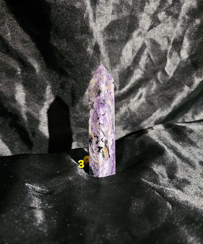 🟣 Charoite Tower — Natural Siberian Swirl Pattern