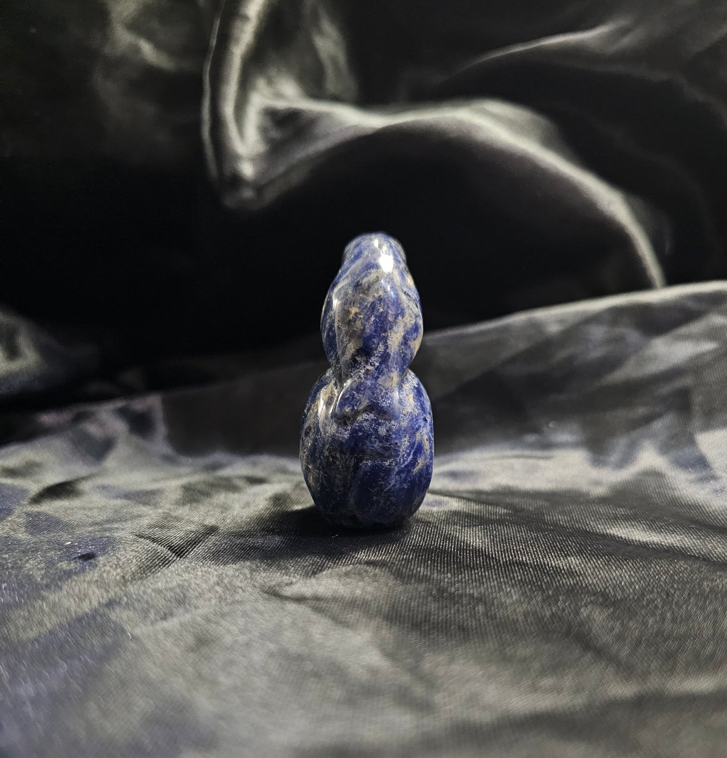 Hand‑Carved Sodalite Skull with Bird Totem | Metaphysical Crystal Carving