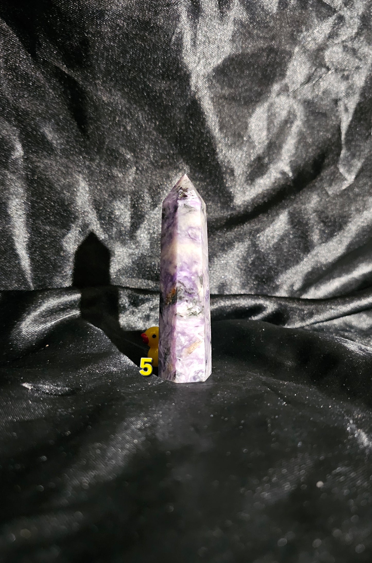 🟣 Charoite Tower — Natural Siberian Swirl Pattern