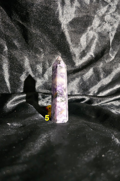 🟣 Charoite Tower — Natural Siberian Swirl Pattern