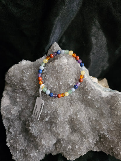 Rainbow Chakra Bracelet — 4mm Round, 6–6.3”
