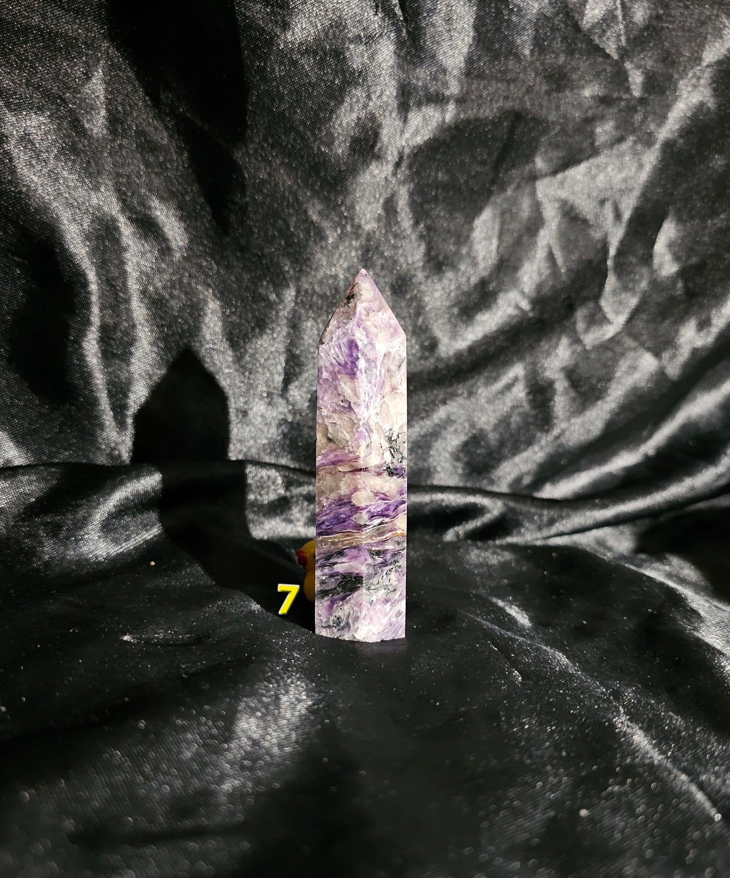 🟣 Charoite Tower — Natural Siberian Swirl Pattern