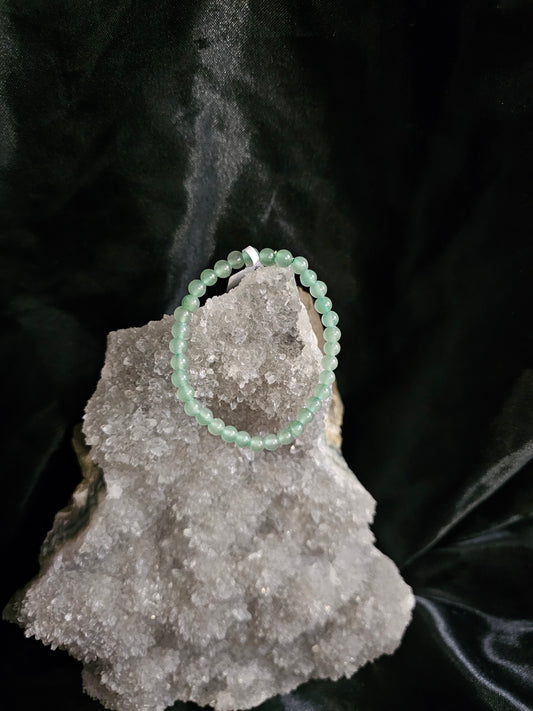 Green Aventurine Bracelet – 6mm Round, 6.3”