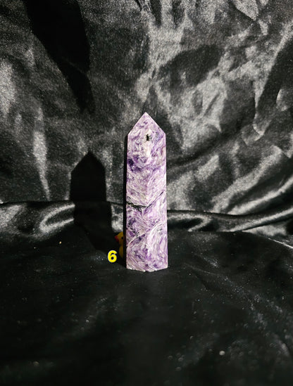 🟣 Charoite Tower — Natural Siberian Swirl Pattern