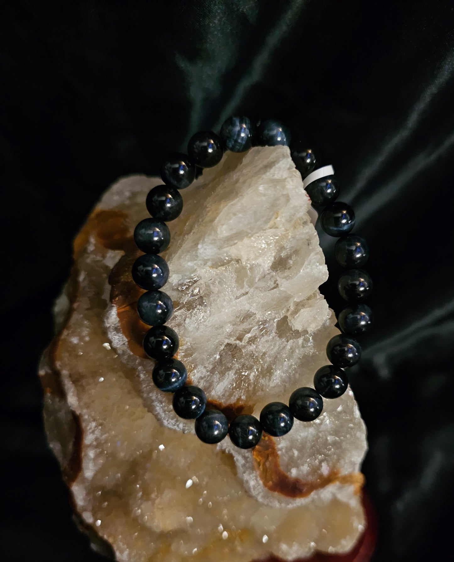 Blue Tiger Eye Bracelet – 8mm Natural Stone Beads – 8" Stretch Fit