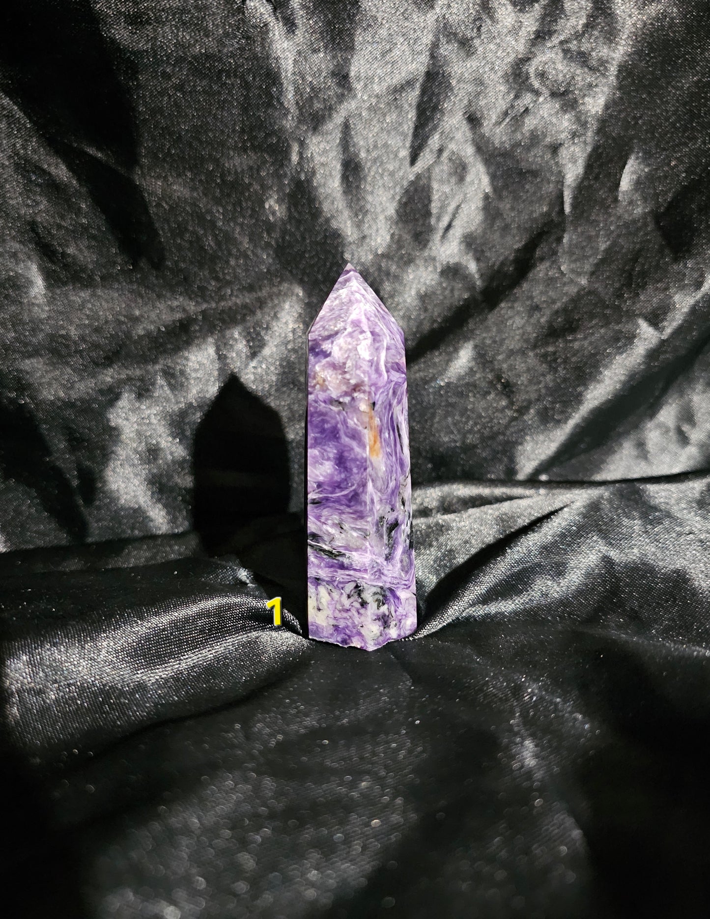 🟣 Charoite Tower — Natural Siberian Swirl Pattern