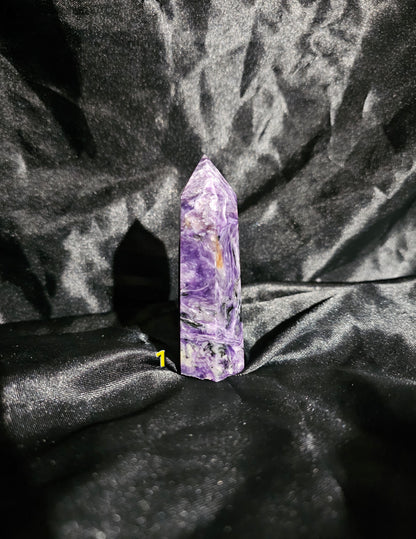 🟣 Charoite Tower — Natural Siberian Swirl Pattern