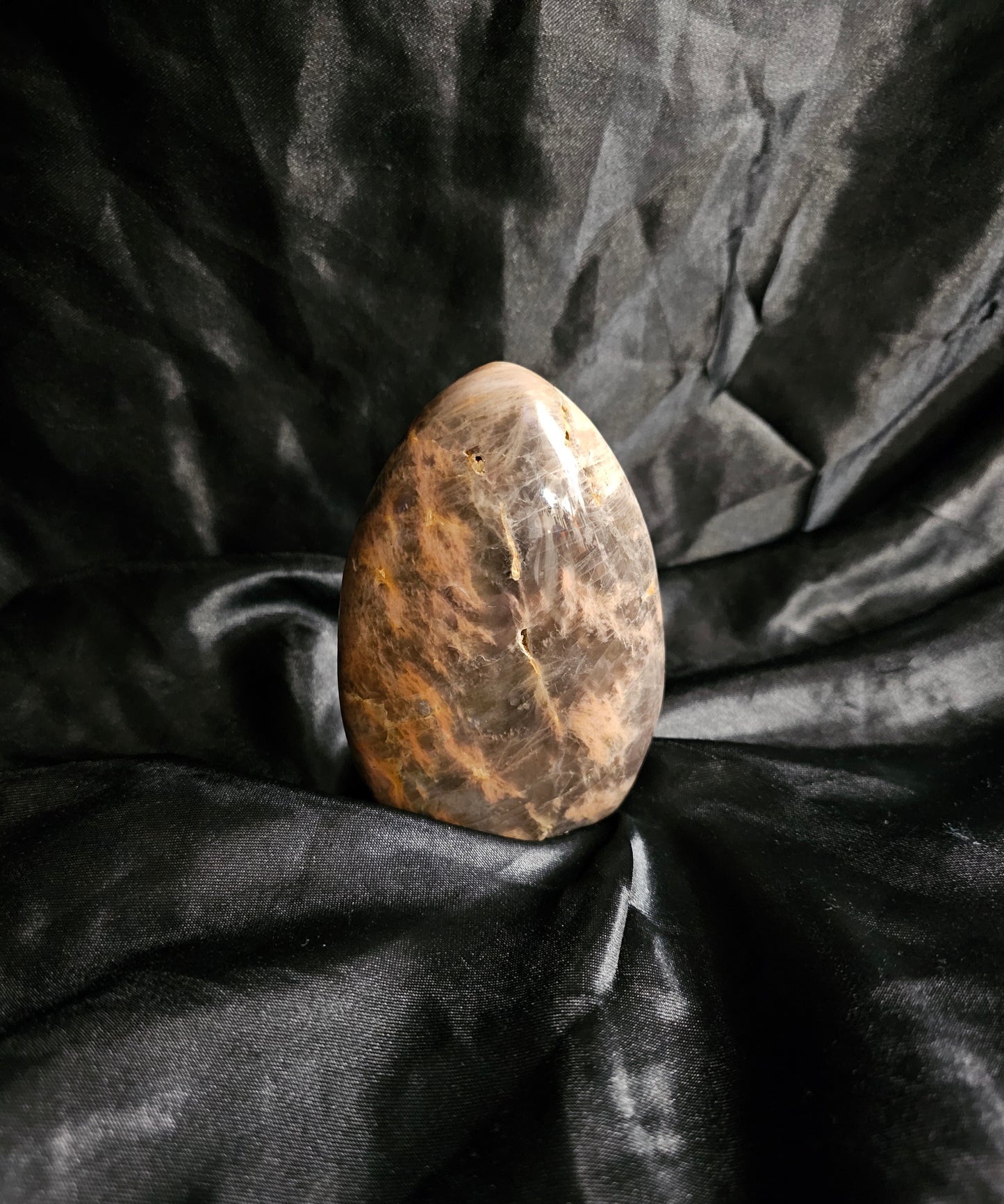 🌓 Black & Peach Moonstone Freeform