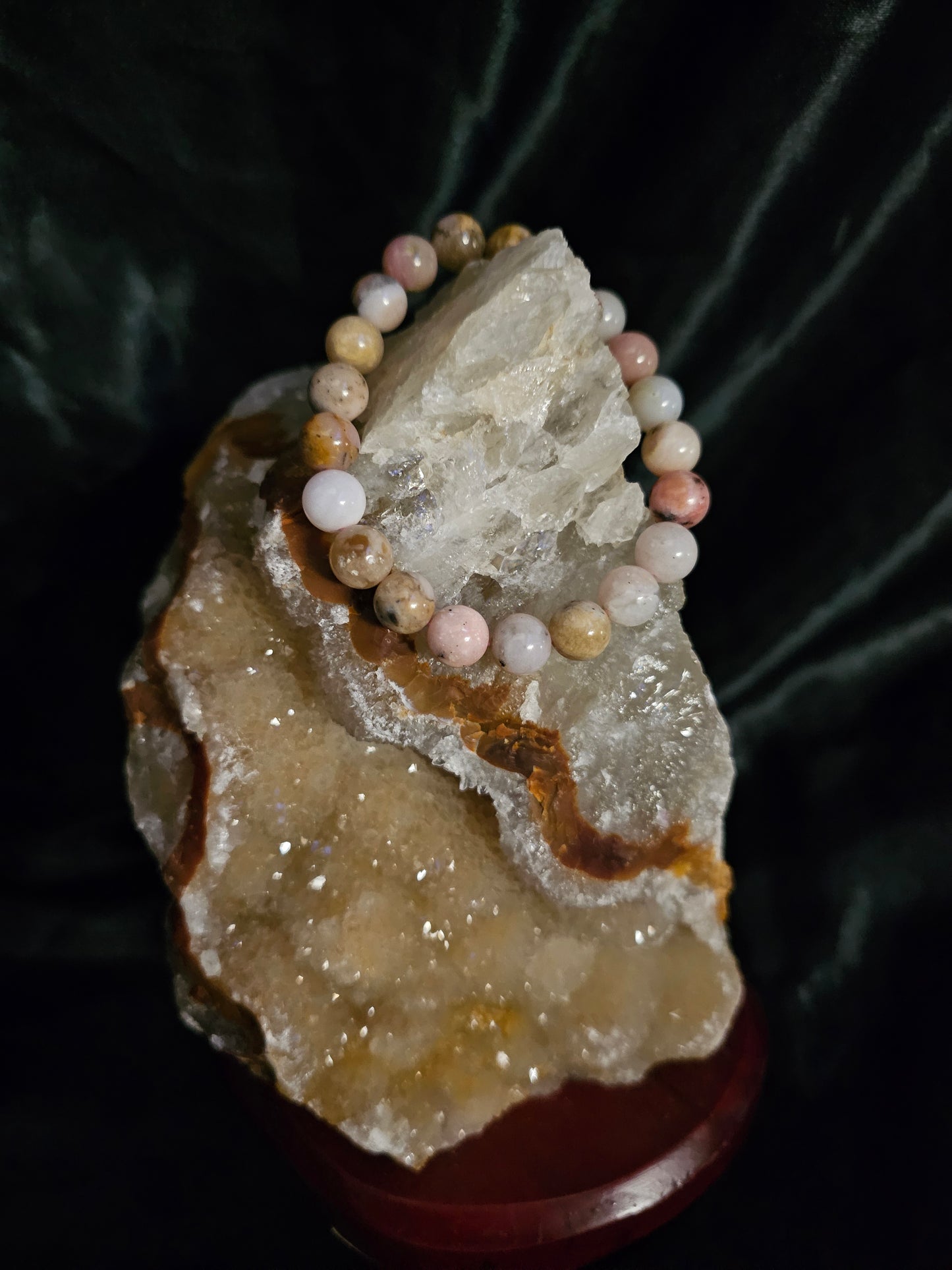 Pink Opal Bracelet – 8mm Natural Stone Beads – 8" Stretch Fit