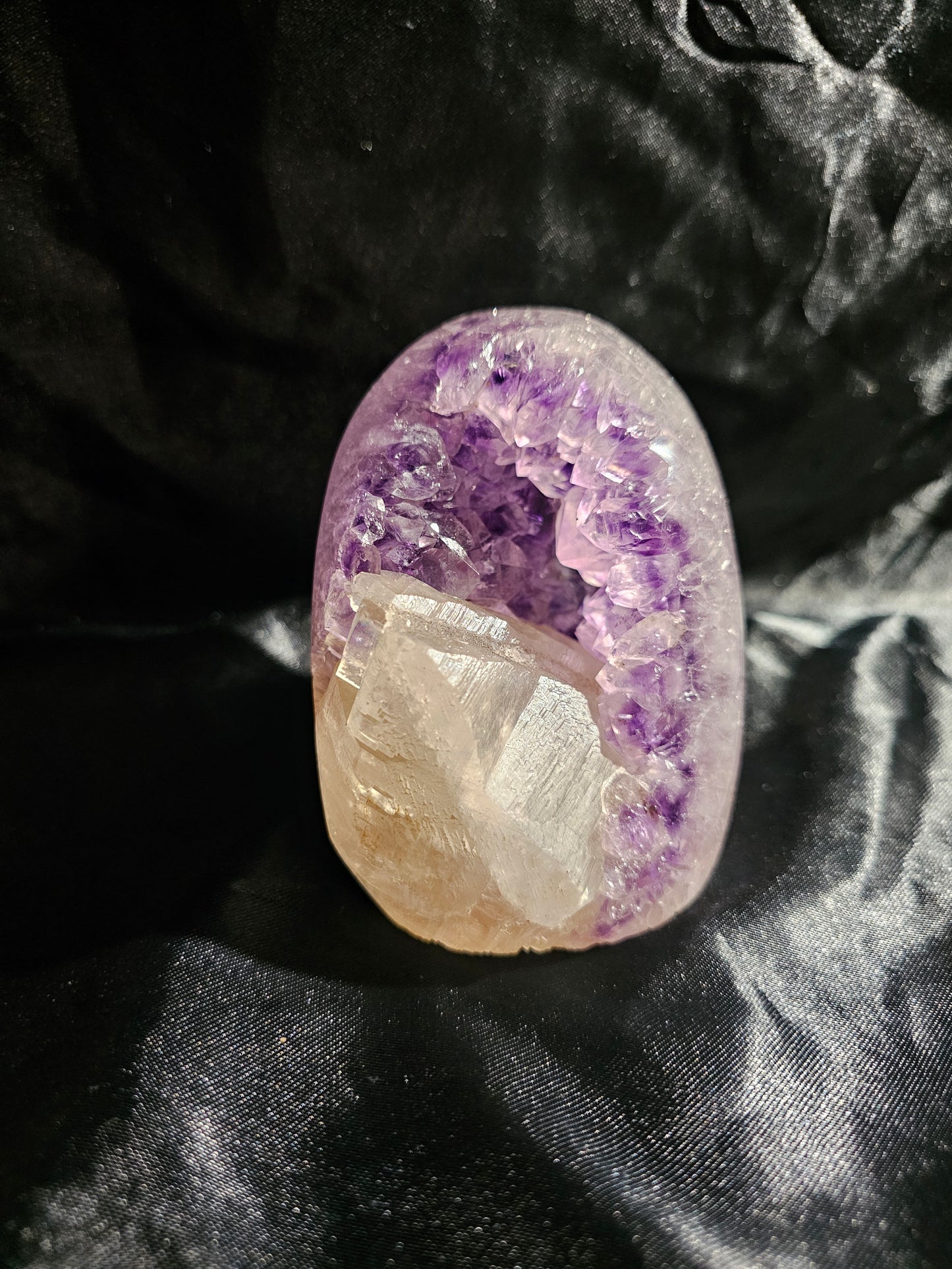 Amethyst Geode with Calcite Crystal Tooth